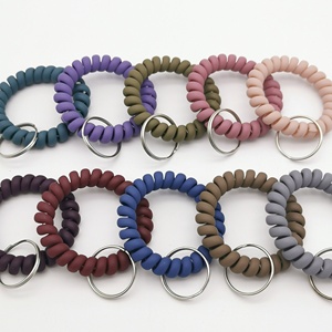 Colorful Stretchable Wristband Bracelet <b>Key</b> Holder Flexible Spiral Wrist Coil Bracelet Wrist <b>Key</b> <b>Chain</b> - Product Image 1