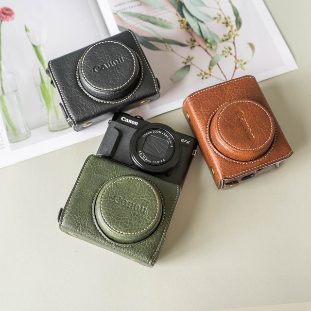 For G7X Mark II Compact Dustproof Leather Camera Case Protective Sleeve for Mirrorless Cameras