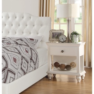 White Wooden Nightstand With 1 Drawer And <b>Shelf</b> Bedside Table Modern Bedroom Storage <b>Unit</b> - Product Image 2