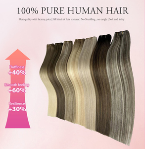 Extension per <span class=keywords><strong>Capelli</strong></span> Genius Weft 20 Pollici Biondo <span class=keywords><strong>Cenere</strong></span> e Biondo Chiaro Annodati a Mano per Donne 50G - Product Image 5