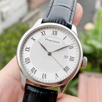 Montre pour homme en acier inoxydable, bracelet en cuir, cristal saphir, date, chiffres romains, chronographe, trois aiguilles, mécanique automatique