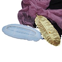 Moule en silicone en forme de feuille longue et plumeuse pour assiettes, sous-verres, résine époxy, rangement de bibelots et bijoux, décoration intérieure, artisanat, emballage OPP jetable