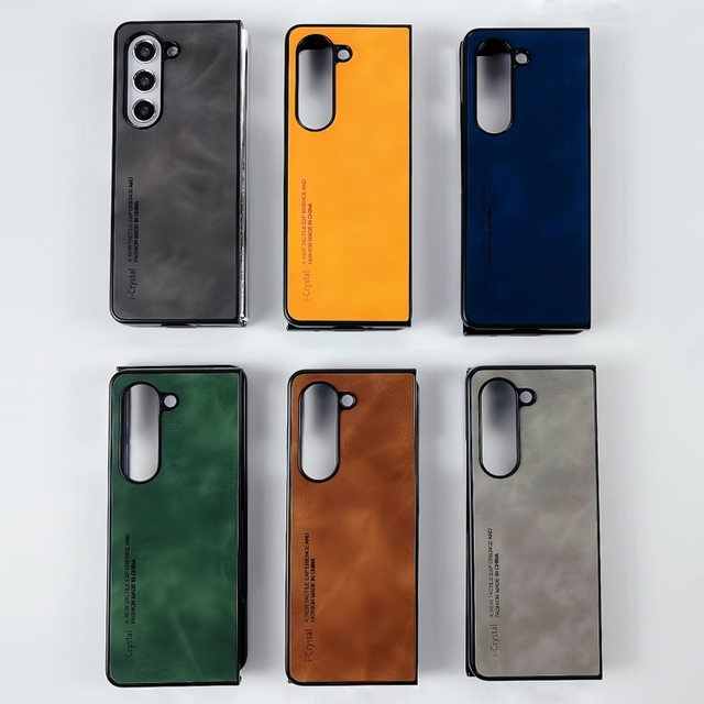 I.Crystal Lambskin Folding Phone Case for Samsung Galaxy Z Fold5 Mobile Phone Cases Bag