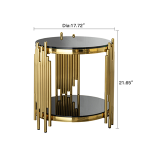<span class=keywords><strong>Mesa</strong></span> auxiliar <span class=keywords><strong>redonda</strong></span> de <span class=keywords><strong>diseño</strong></span> moderno de alta moda, muebles de sala de estar, <span class=keywords><strong>mesa</strong></span> de centro con Base de acero inoxidable de vidrio templado negro - Product Image 3