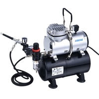Compresseur d'air à piston HSENG AS189K, alimenté en courant alternatif, réservoir de 3 L, sans huile, portable, pression réglable, pompe à moteur, refroidissement par air, 1/6 CV, faible consommation