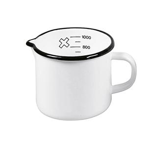 Olla para leche con escala y boquilla 1 L 12 cm esmaltada blanca - Product Image 1