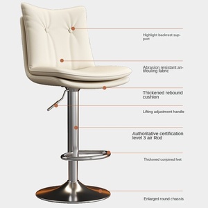 Chaise <span class=keywords><strong>de</strong></span> <span class=keywords><strong>bar</strong></span> en cuir, pivotante, réglable en hauteur, personnalisable, luxe léger, <span class=keywords><strong>tabouret</strong></span> haut <span class=keywords><strong>avec</strong></span> dossier pour usage commercial - Product Image 4