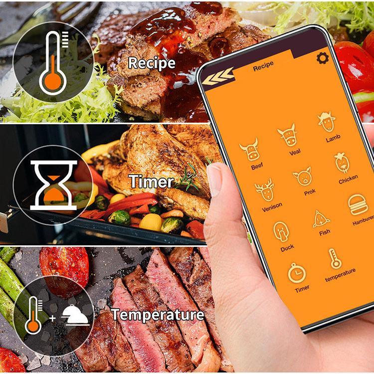 Wireless Meat Food Thermometer for Oven Grill BBQ Smoker Kitchen Digital Blue tooth Barbecue Accessories