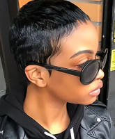Perruque Courte Bouclée Afro Kinky avec Frange Épaisse pour Femmes