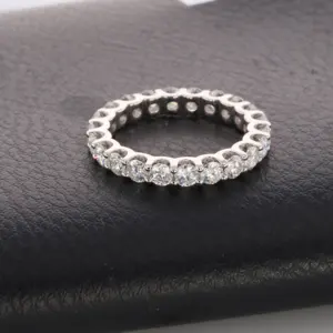 Starsgem platina 14 18k k ouro branco moissanite moissanite anel de diamante com 3 milímetros DEF forma redonda