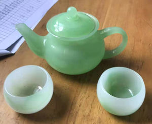 Service à thé Kung Fu en verre opale fait main en Chine, verre de lait <span class=keywords><strong>Mosser</strong></span>, théière et tasses en verre résistant à la chaleur, verre de jade - Product Image 3