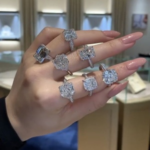 Hersteller Custom Sterling Silber Gold Diamant VVS Moissan ite Hochzeit Verlobung sring für Frauen Rhodiniert - Product Image 2