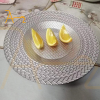 Vaisselle de table de décoration pour fête de mariage, assiettes colorées en verre noir argenté doré