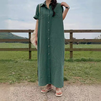 Robe longue décontractée à revers et manches courtes pour femme, nouvelle collection été 2026, vente en gros pour boutiques