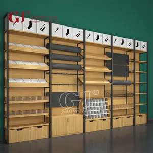 MINISO rak Display toko hadiah ritel Minisos gaya rak dinding kayu perlengkapan furnitur untuk butik