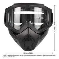 Masque facial anti-UV pour la chasse, l'entraînement, le ski, le cosplay, le cyclisme, la randonnée, masque tactique détachable coupe-vent avec verres épaissis