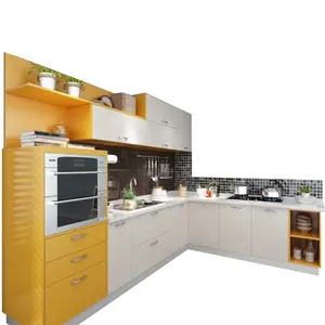 Armarios de cocina de superficie resistente al agua y a la abrasión, diseño compacto, el mejor precio, hpl