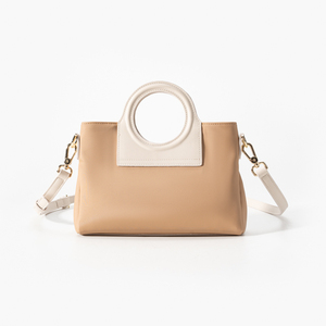 Bolso de Hombro de Lona Bicolor para Mujer, Bolso Tote con Asa de Cuero de Microfibra, Cierre de Cremallera, Bolso Bandolera - Product Image 1