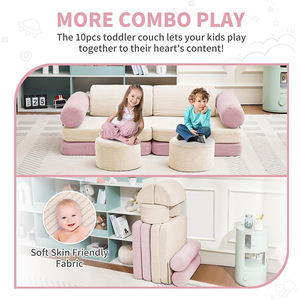 Children's Building Block <b>Sofa</b> Set Soft Foam Fabric Modular Play Furniture For <b>Kids</b> Age 3 And Above - Product Image 5