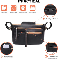 Sac de rangement de luxe imperméable et portable en cuir PU et toile, personnalisable, pour poussette et couches de bébé, avec pochette suspendue détachable