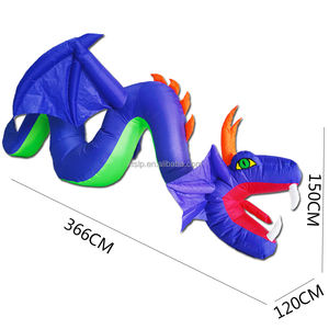 10 pies dragón púrpura decoraciones al aire libre de Halloween dinosaurio inflable ligero Led con alas enormes - Product Image 4