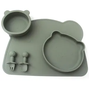 Wholesale Spoon Fork Panda Placemat Dinner Plate Bear Bowl Set Baby Food Supplement Tableware Maternal And Baby Products
