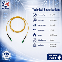 Cordon de brassage à fibre optique Kexint 2 fibres MDC APC vers MDC APC Monomode OS2 G657A1 OFNR pour câblage haute densité de centre de données