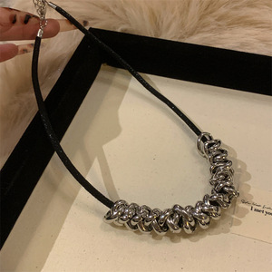 1 pièce Collier ras-du-cou classique pour femme en alliage noir avec chaîne à maillons et cordon, bijoux pour le quotidien, <span class=keywords><strong>la</strong></span> <span class=keywords><strong>plage</strong></span> et les fêtes - Product Image 6