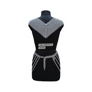 Chaleco de malla de acero inoxidable plateado, diseño irregular, armadura de moda, ropa de metal soldado - Product Image 2
