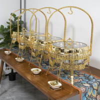 9L Gold hängend scharnier-deckel Chafing-Dish Buffet-Set Catering Schmetterling-Rechaud-Dishes Edelstahl Speisenwärmer Luxuriöser Chaud