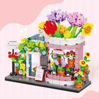 Mini Blocs Amis Boutique de Fleurs Maison Briques de Construction Ensemble MOC Vue de Rue de la Ville Fleuriste Jardin Cadeaux Créatifs Jouet pour Enfants