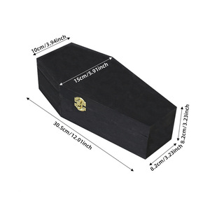 Wooden Pet Urn Gothic Coffin <b>Box</b> Black Secure Flip Top Lid For Pet <b>Memorials</b> - Product Image 4