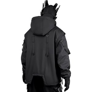 FOXA Men's Winter Parka Jacket Nylon Waterproof Japan Style Loose Fit Straight Body <b>Down</b> Alternative Coat - Product Image 4