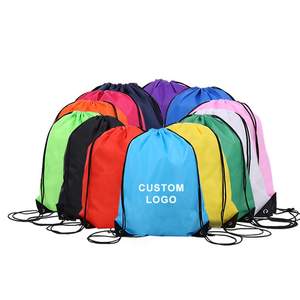 Sac à dos de sport personnalisé avec logo, en polyester 210D, fermeture éclair, poignée en corde, idéal pour la gym, le rangement et la publicité, couleur personnalisable, taille moyenne - Product Image 2