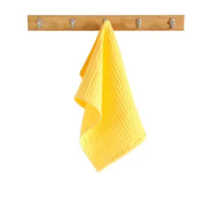 100% Cotton Yellow Waffle Weave Bath Towel Set 34x74cm Includes Hand Towels for Home Use