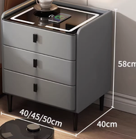 Table de chevet intelligente en bois massif 2025 avec serrure avancée et 2 tiroirs, style moderne et luxueux pour chambre d'appartement