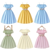 Robe d'été trapèze pour filles, style princesse, mode coréenne, en coton doux et respirant, à motif floral et volants, pour enfants, export transfrontalier
