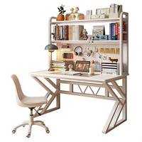Bureau d'ordinateur en bois pour la maison et la chambre, bureau d'étudiant avec étagère intégrée et panneau perforé – Conception simple pour l'apprentissage