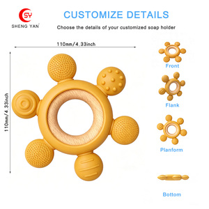<span class=keywords><strong>Juguete</strong></span> de Silicona con Anillo de Madera de Grado Alimenticio, Forma Redonda, Libre de BPA, <span class=keywords><strong>Juguete</strong></span> Suave <span class=keywords><strong>para</strong></span> la Dentición del Bebé, Mordedor <span class=keywords><strong>para</strong></span> Recién Nacidos - Product Image 6