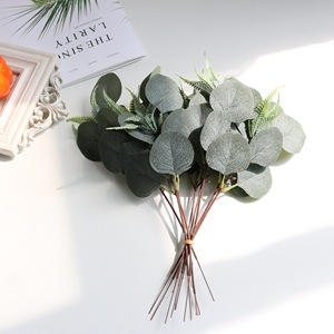 Vaso decorazioni da tavola finto corto dollaro d'argento rami di eucalipto foglie di eucalipto artificiali steli - Product Image 3