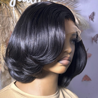 Nouvelle Arrivée Perruques Courtes Pixie 100% Cheveux Humains Naturels Brésiliens pour Femmes Noires, Perruque Courte Pixie avec Dentelle Suisse 13X4 5X5, Direct Usine