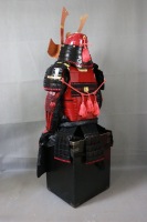 Masque Menpo à barbe longue en métal découpé à la main, rouge, style armure Yoroi de samouraï japonais, entièrement portable, pour tenue de samouraï, exposition muséale et cosplay
