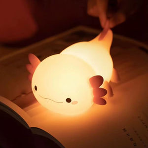 JACKSUN Axolotl, <span class=keywords><strong>veilleuse</strong></span> LED mignonne en silicone, <span class=keywords><strong>veilleuse</strong></span> de chevet à intensité variable, cadeau pour adolescents, lumière d'animal amusante rechargeable et moelleuse - Product Image 1
