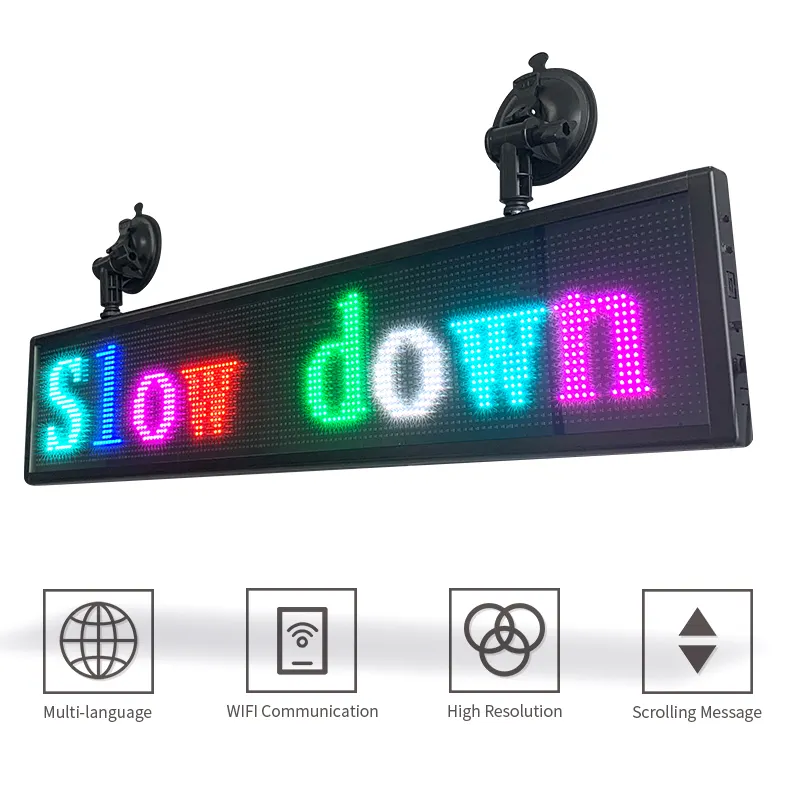 24 * 144 RGB Farbe P5 LED-Autoporträt beleuchteter Scrolling-Geschäfts-Werbebildschirm WLAN APP programmierbare LED-Message-Tafel