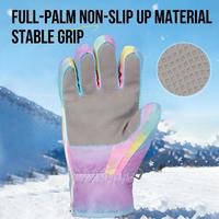 Kenpuaz Gants de ski d'hiver pour enfants, garçons et filles, en polyester + coton, thermiques, imperméables, entièrement coupe-vent, durables, S/M/L pour la neige