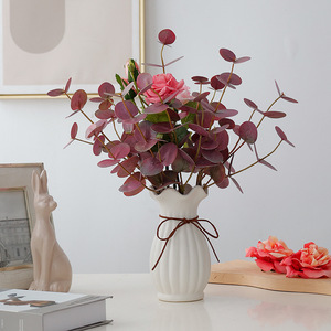 Plante d'eucalyptus artificielle en soie, fleur verte, violette, rouge, décoration de mariage et de maison, haute simulation, réutilisable, recyclable - Product Image 2