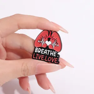 Broches personnalisées en émail sur le thème des poumons, pour thérapeutes respiratoires, avec la phrase 'We Be Lung Together', badges de revers, accessoires de bijouterie médicale - Product Image 3