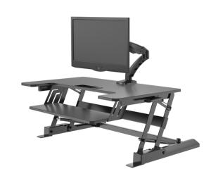 Supporti a V Pieghevoli per Scrivania da Computer in Metallo, Postazione di Lavoro <span class=keywords><strong>Sit</strong></span>-<span class=keywords><strong>Stand</strong></span> per Doppio <span class=keywords><strong>Monitor</strong></span> e Laptop VM-LD02 - Product Image 2