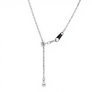 Chaînes de cou minimalistes en platine raffinée Pt950 LONGJIA avec maillons plats polis, réglables, unisexes, cadeau en platine, à porter au quotidien, 2,57 g - Product Image 1