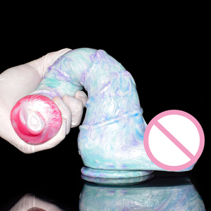 Silicone liquido cazzo pene animale cavallo cane Dildo realistico vene dei capezzoli Dildo con ventosa giocattolo del sesso - Product Image 4